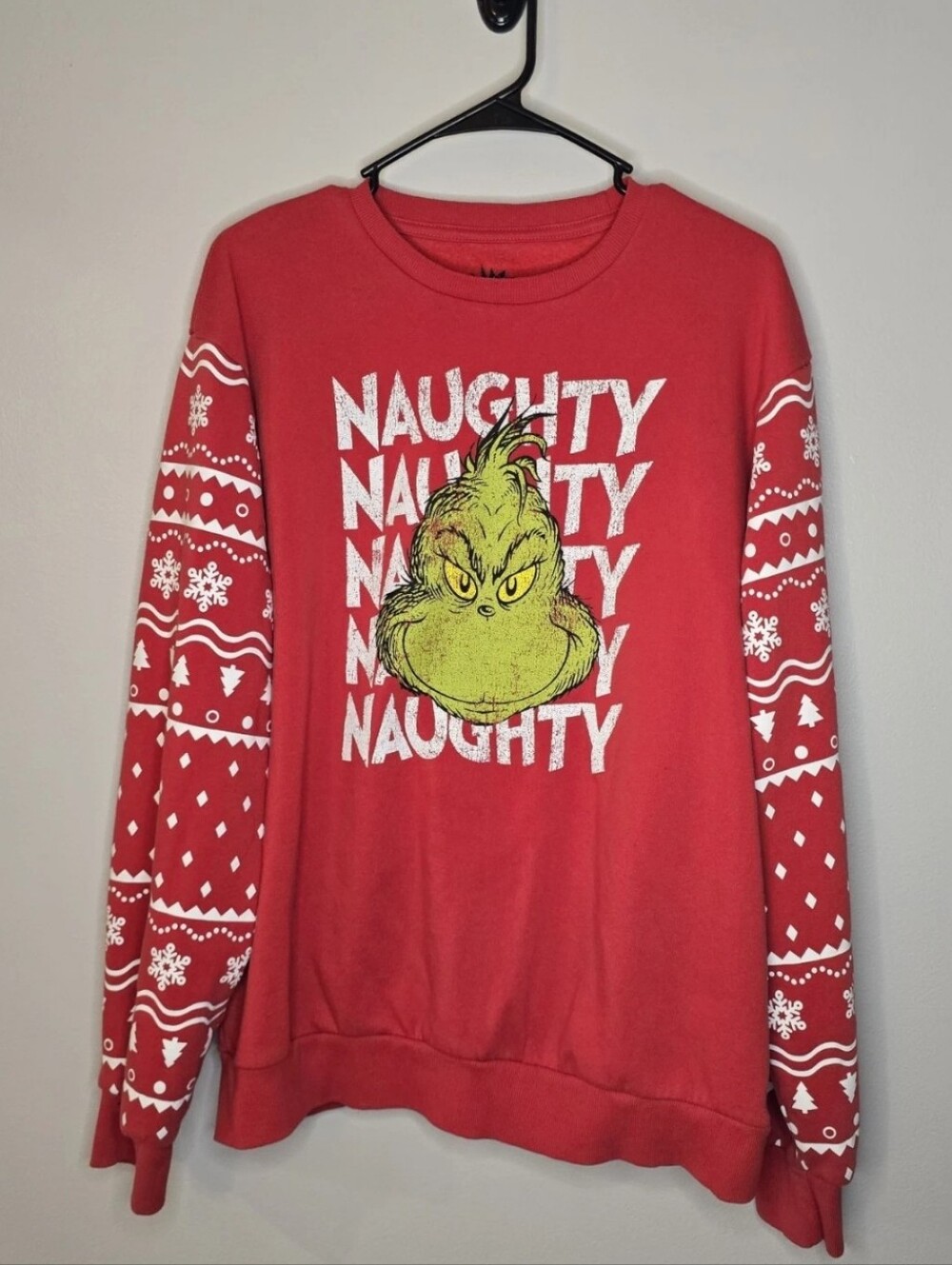 Mens Red Grinch Christmas Sweater Crewneck Size XL